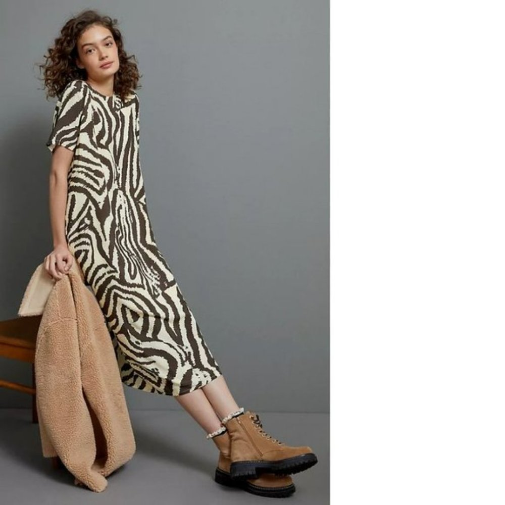 NWT Anthropologie Corey Lynn Calter Zebra Maxi Tee Dress